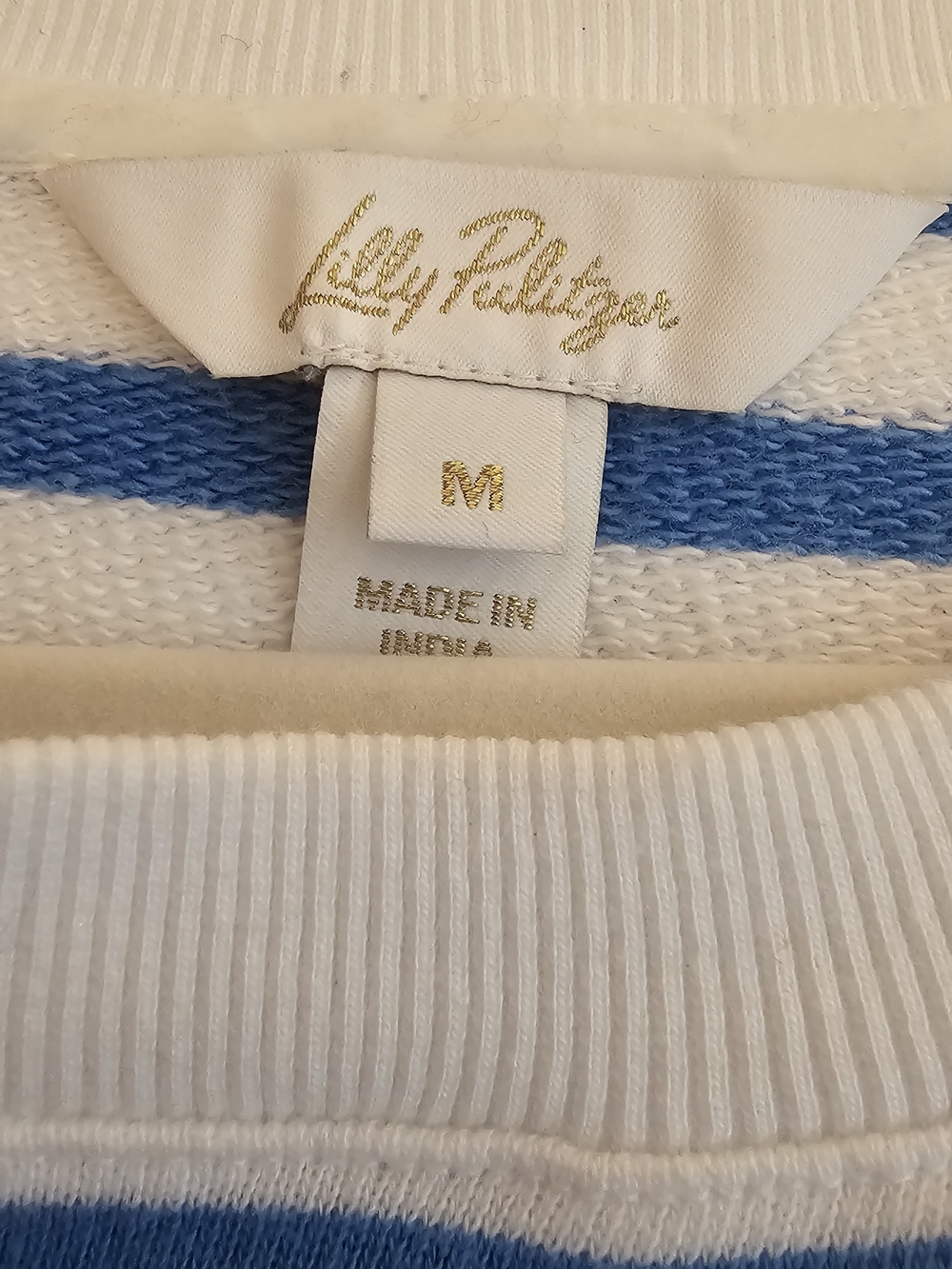 Lilly Pulitzer Blue & White Striped Palm Heart Sweatshirt - Picture 5 of 6